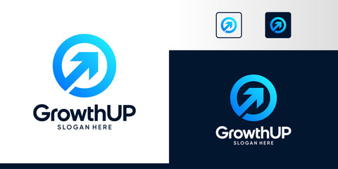 Modern Growth Up logo design. Arrow logo design graphic icon vector. Symbols for business investment, marketing, finance and management companies.