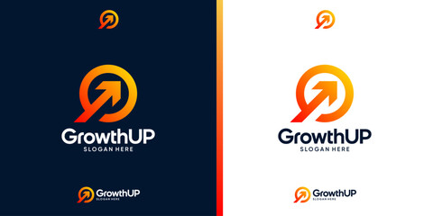 Modern Growth Up logo design. Arrow logo design graphic icon vector. Symbols for business investment, marketing, finance and management companies.