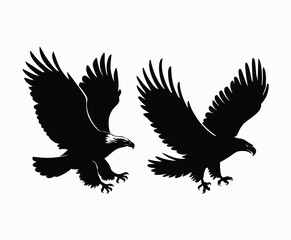 Bald eagle silhouette EPS vector isolated illustration and icon template on a white background