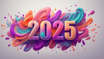 Obraz premium COLORFUL 2025 3D TEXT 