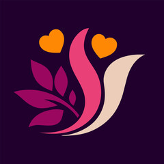 beautiful colorful maternity logo templates idea with abstract floral and hearts