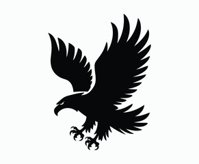 Obraz premium Bald eagle silhouette EPS vector isolated illustration and icon template on a white background