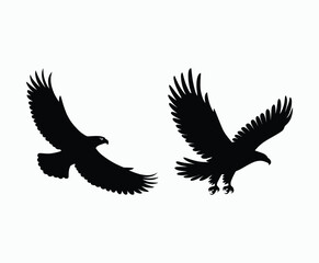 Obraz premium Bald eagle silhouette EPS vector isolated illustration and icon template on a white background