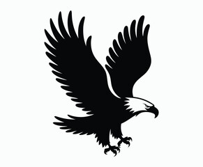 Obraz premium Bald eagle silhouette EPS vector isolated illustration and icon template on a white background