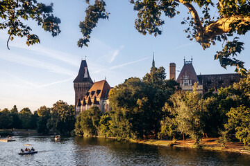 Vajdahunyad Castle, one of the romantic castles in Budapest, Hungary, located in the City Park