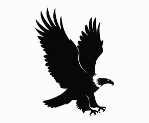 Obraz premium Bald eagle silhouette EPS vector isolated illustration and icon template on a white background