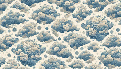 Seamless Chinese oriental pattern vector. Generative AI.