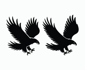 Obraz premium Bald eagle silhouette EPS vector isolated illustration and icon template on a white background