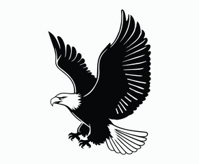Obraz premium Bald eagle silhouette EPS vector isolated illustration and icon template on a white background
