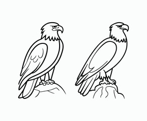 Naklejka premium Bald eagle silhouette EPS vector isolated illustration and icon template on a white background