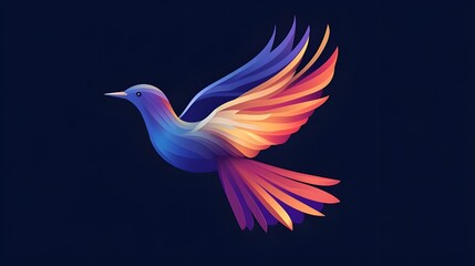 Obraz premium Stylish bird logo featuring a vibrant and colorful gradient design
