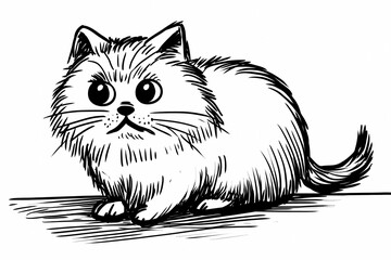 Obraz premium Adorable cat coloring page for children, perfect for creative stock illustrations.