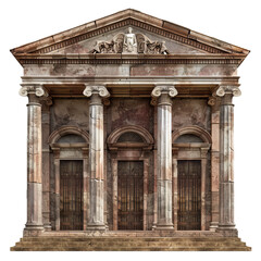 Obraz premium Majestic ancient building with a stone facade and columns, showcasing intricate details and a sense of history