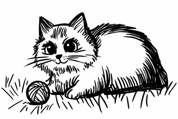Fototapeta premium Adorable cat coloring page for children, perfect for creative stock illustrations.