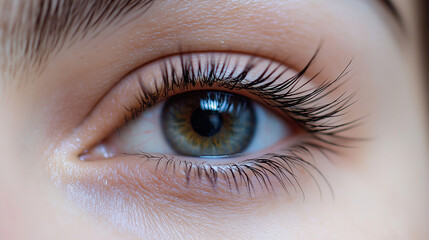Obraz premium close up of a female eye with eyelashes