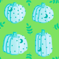 Halloween cute pumpkins seamless monsters pattern for wrapping paper and fabric