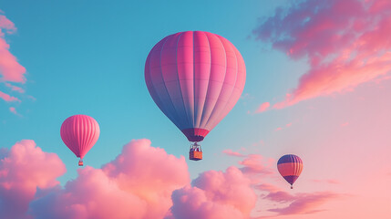 Fototapeta premium pink hot air balloon in sky