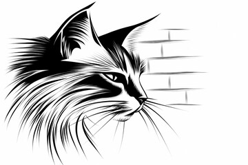 Obraz premium Adorable cat coloring page for children, perfect for creative stock illustrations.