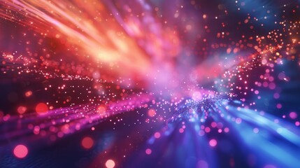 Abstract background with vibrant pink, red, and blue lights.