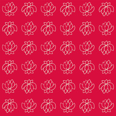 Lotus pattern, silhouettes of flowers, seamless red background in Asian style