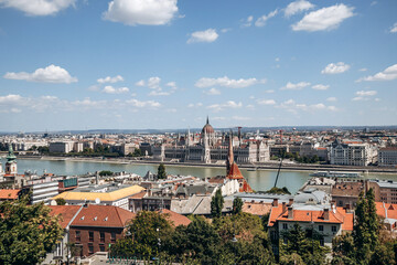 Fototapeta premium View of Budapest city centre from a hill on the Buda side