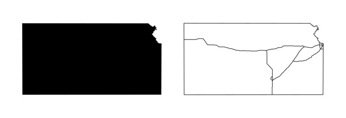 Kansas State Border With Interstate Highway Lines