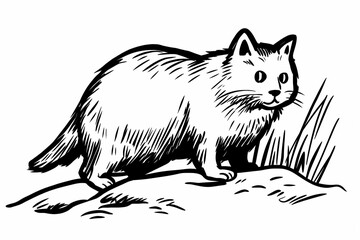 Fototapeta premium Adorable cat coloring page for children, perfect for creative stock illustrations.