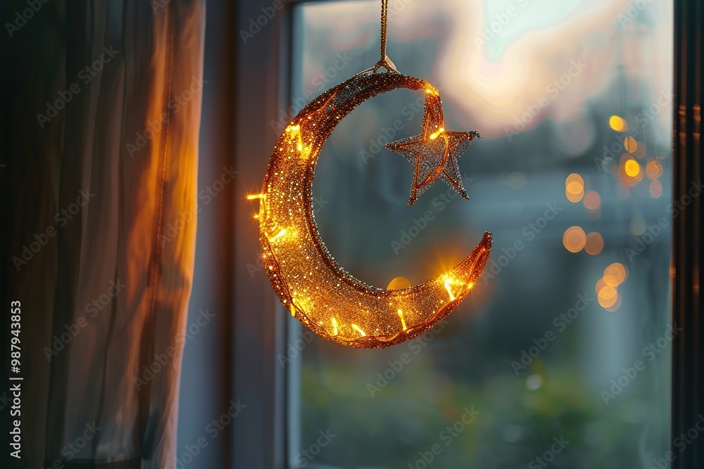 Poster Crescent Moon and Star Decoration