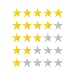 5 star rating icon, yellow 5 stars flat icon PNG