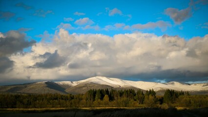 Snow-Capped Mountains Under Cloudy Sky