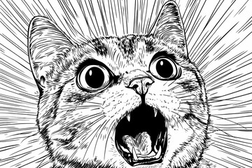  Adorable cat coloring page for children, perfect for creative stock illustrations.