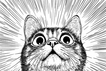  Adorable cat coloring page for children, perfect for creative stock illustrations.