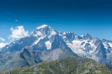 Amazing view over the Mont Blanc, the highest mountain of  Europe