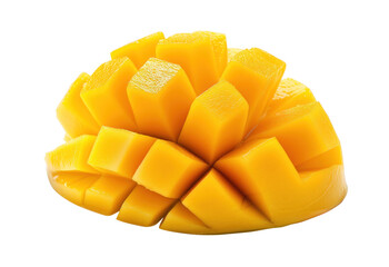 A slice of yellow mango with a transparent background.