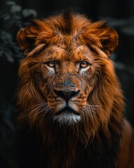 A lion looking far away coming towards the camera looking at the camera his look is one of conquest and sovereignty he is ready to attack