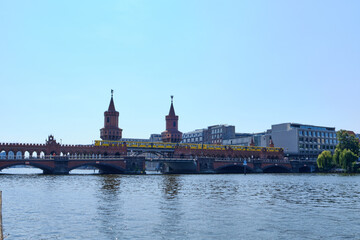Berlin (Germany) - August: Oberbaum bridge historical architecture