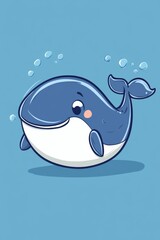 Fototapeta premium an illustration of the cute whale cartoon character, in the style of strong graphic lines, handheld