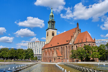 Berlin (Germany) - August: St. Mary's Church on Alexanderplatz in Berlin, Germany