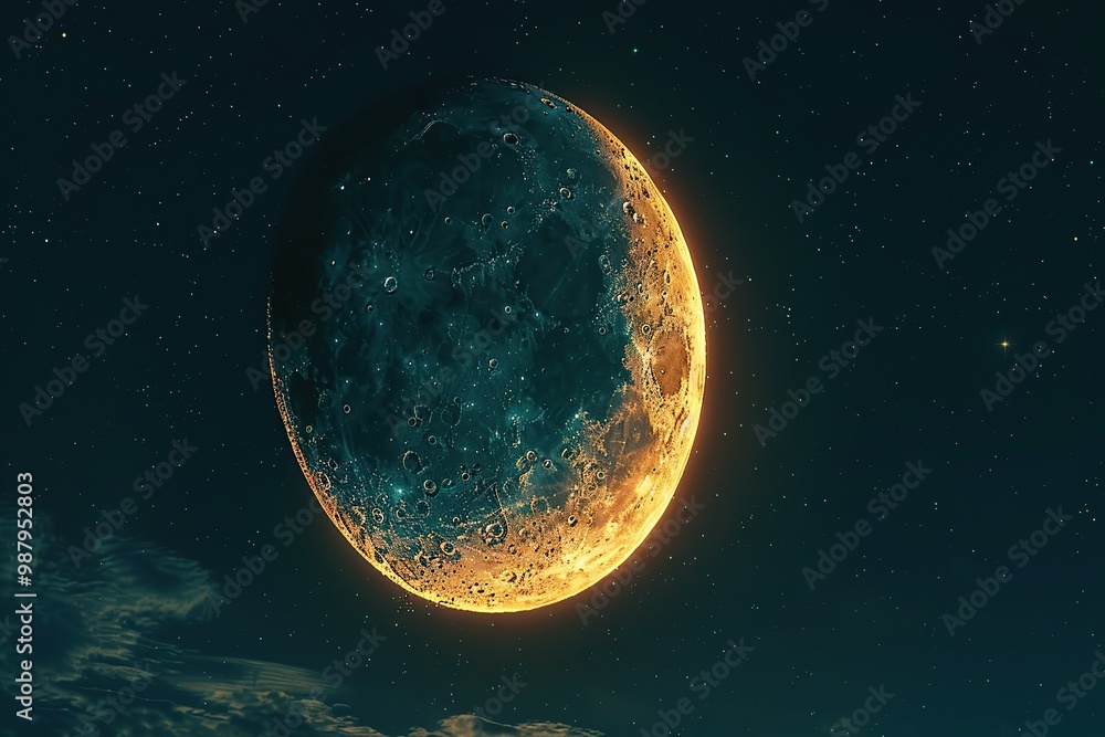 Wall mural Crescent Moon in the Night Sky