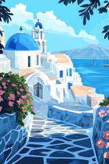 Naklejka premium greek holiday themed background vector illustration poster 