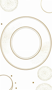 Abstract wallpaper with a white background with metallic gold circles