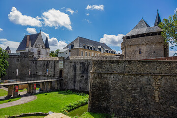 Detail of Dukes of Brittany Castle (Chateau des ducs de Bretagne, XIII and XIV centuries). Nantes, Loire-Atlantique, France.