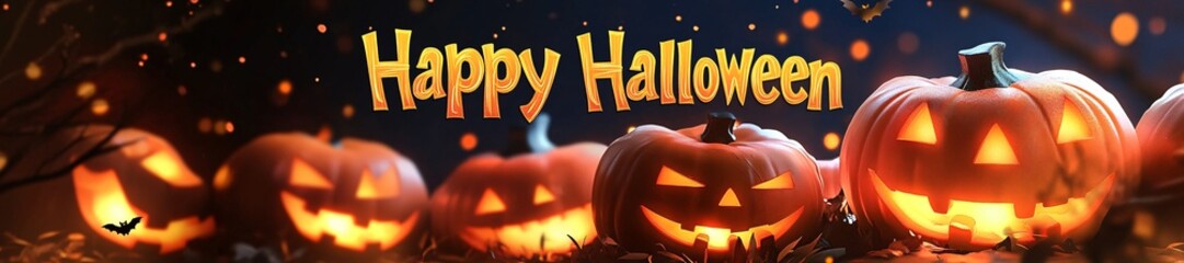 Fototapeta premium Happy Halloween themed background, scary pumpkin image 