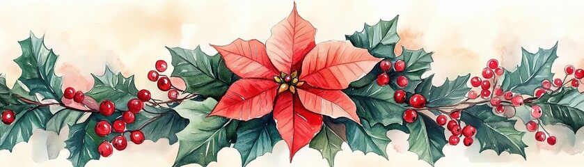 A vibrant holiday floral arrangement featuring a red poinsettia and lush green foliage, perfect for festive decorations.