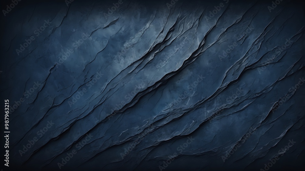Poster abstract style illustration featuring a textured dark blue and black background with flowing wave li