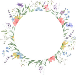 Watercolor floral frame. Hand drawn illustration. Vector EPS.