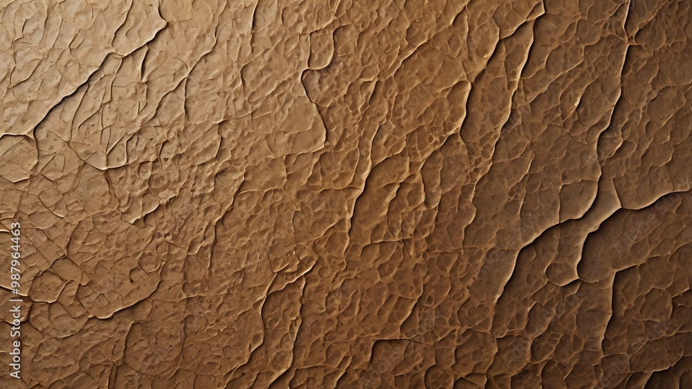Poster close up view of a material textured, leather like abstract background with dark brown color and bum