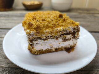delicious piece of honey cake. High quality photos