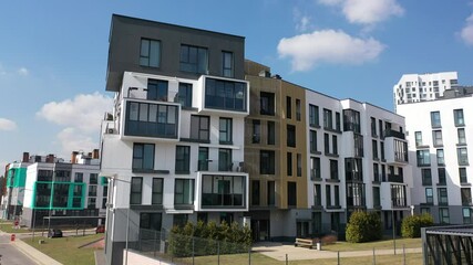 Residential building in the form of honeycomb cells. Cell Balconies. Block modern architecture for multi-family residential buildings of block urban type.