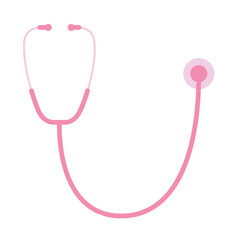 Stethoscope for doctor, nurse or medic in a  pink U-shape vector icon